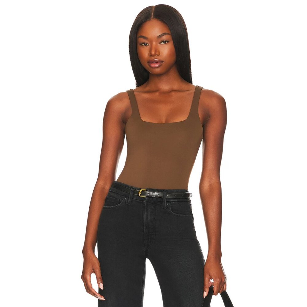 REVOLVE Good American Scuba Modern Tank Bodysuit in Light Mocha